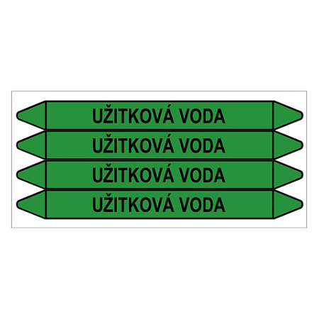 Značení potrubí, užitková voda,4 ks, 250 × 26 mm